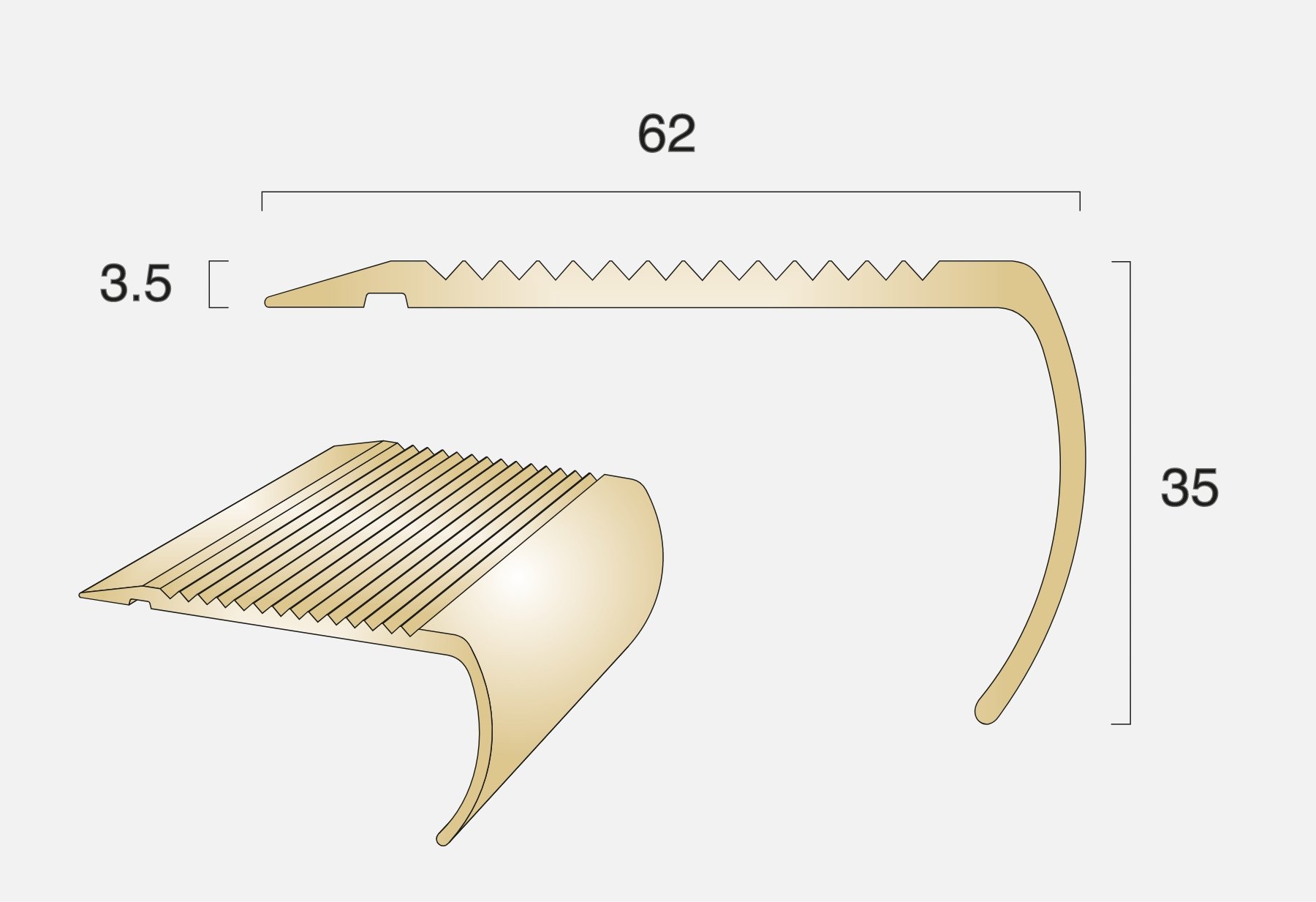 Bullnose Ramped Edge Stair Nosing